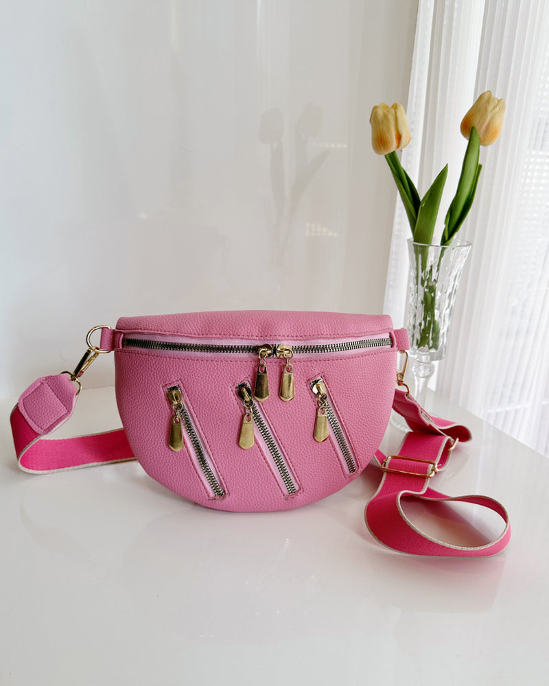BEAUTIFUL I Am PU Leather Multi Zipper Shoulder Bag