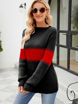 BEAUTIFUL I AM Contrast Round Neck Sweater