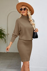 BEAUTIFUL I AM Ribbed Mock Neck Long Sleeve Dress