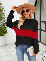 BEAUTIFUL I AM Contrast Round Neck Sweater
