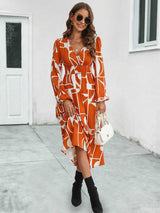 BEAUTIFUL I AM Surplice Neck Long Sleeve Midi Dress