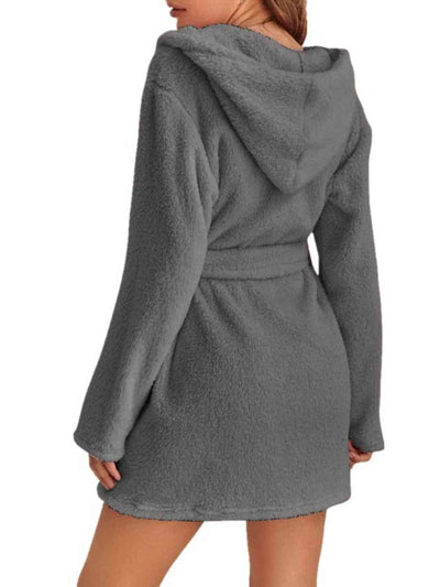BEAUTIFUL I AM Tie Waist Hooded Robe