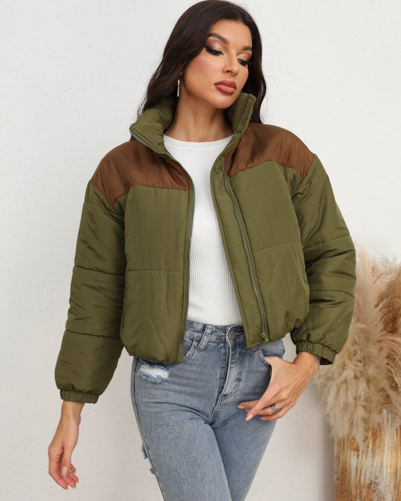 BEAUTIFUL I AM Two-Tone Zip-Up Puffer Jacket