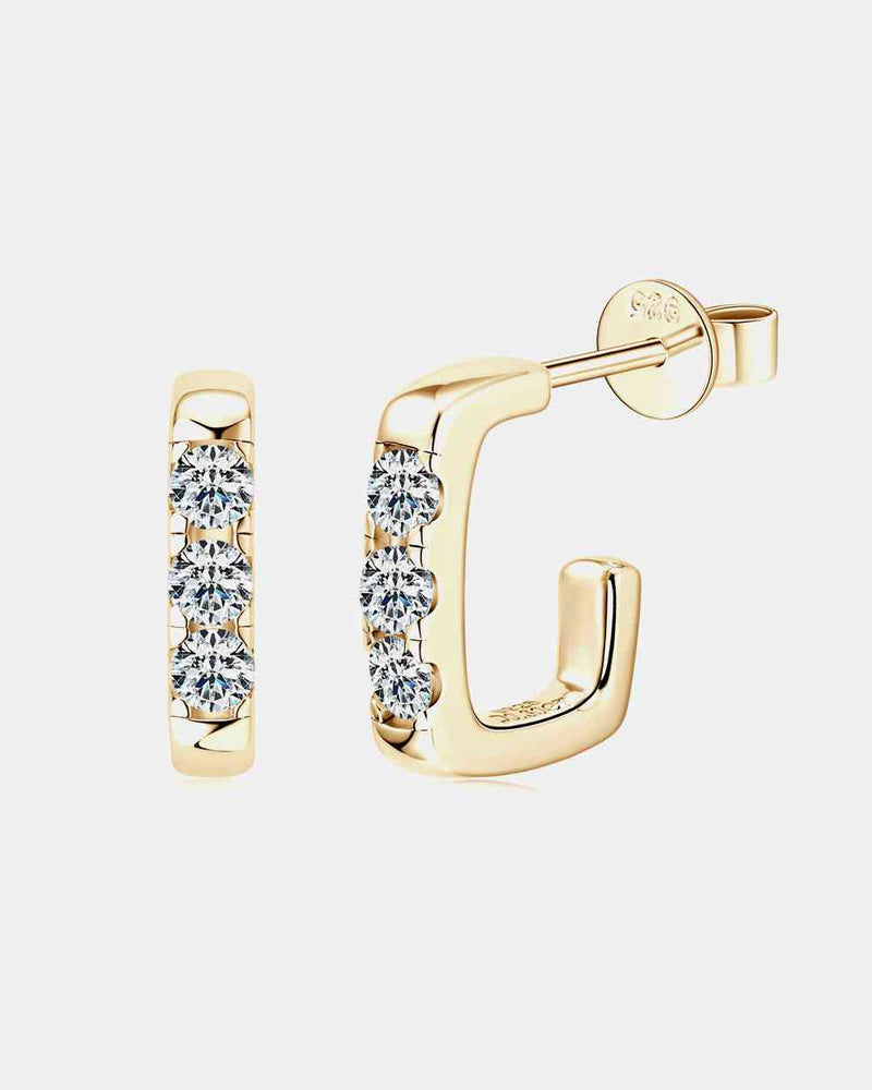 BEAUTIFUL I AM Moissanite Jewelry 925 Sterling Silver Geometrical Huggie Earrings