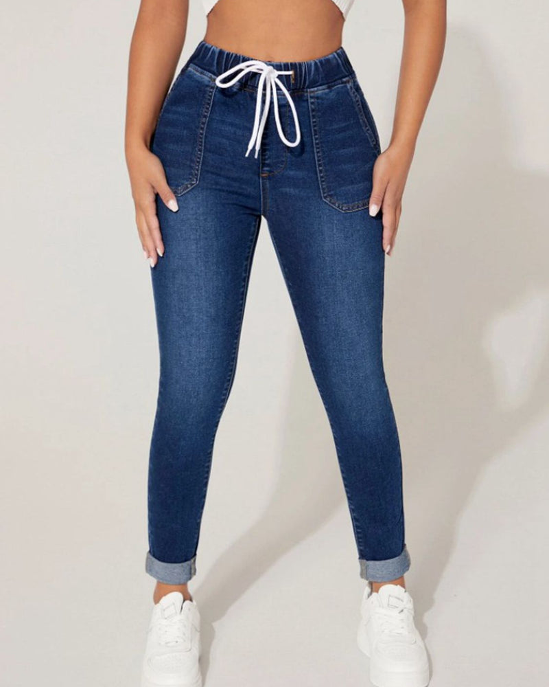 BEAUTIFUL I AM Drawstring Cropped Jeans