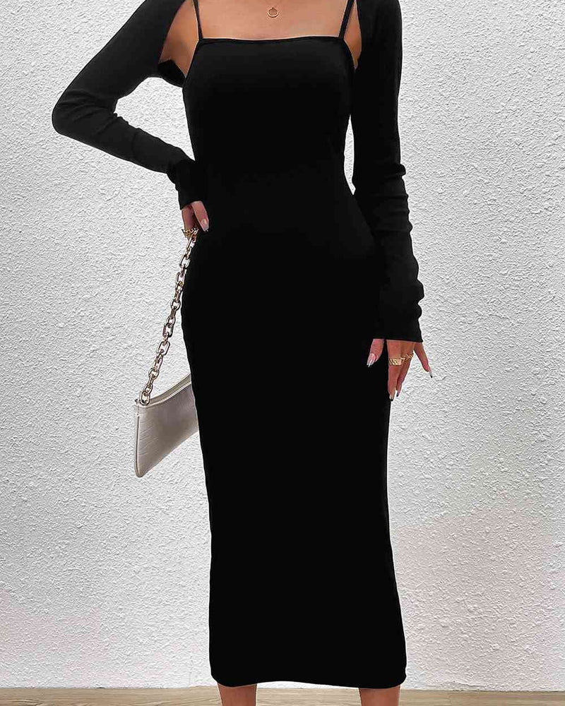 BEAUTIFUL I AM Spaghetti Strap Dress and Bolero Set