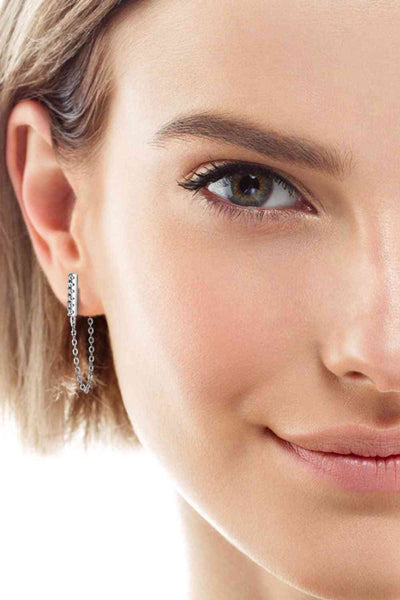 BEAUTIFUL I AM Moissanite Jewelry 925 Sterling Silver Connected Earrings