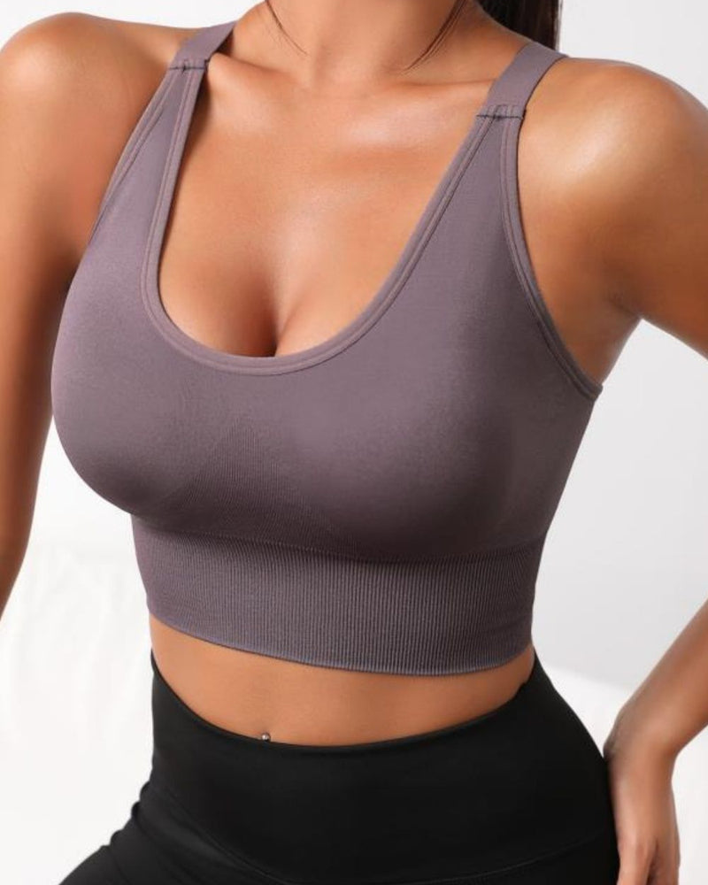 BEAUTIFUL I AM Scoop Neck Long Active Sports Bra
