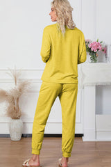 BEAUTIFUL I AM Round Neck Top and Drawstring Pants Lounge Set
