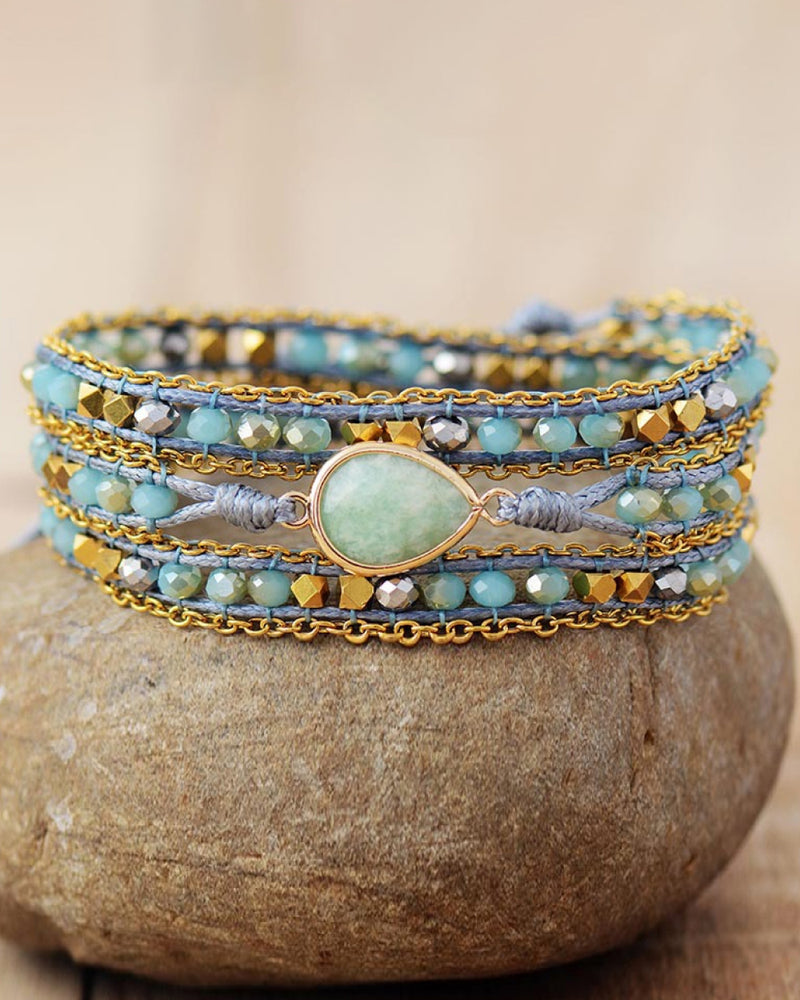 BEAUTIFUL I AM Handmade Jewelry Teardrop Shape Triple Layer Beaded Bracelet