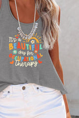 BEAUTIFUL I AM Full Size Letter Graphic Scoop Neck Tank Shirt