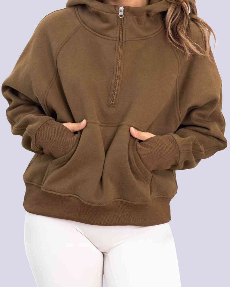 BEAUTIFUL I AM Half-Zip Long Sleeve Hoodie
