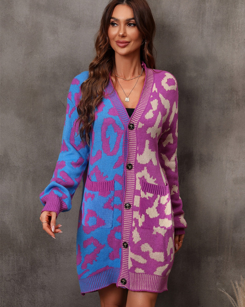 BEAUTIFUL I AM Leopard Button Down Longline Cardigan