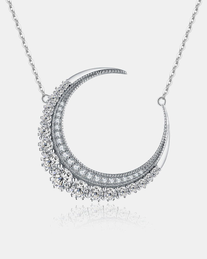 BEAUTIFUL I AM 1.8 Carat Moissanite Jewelry Crescent Moon Shape Pendant Necklace