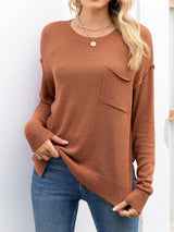 BEAUTIFUL I AM Round Neck Dropped Shoulder Slit Shirt