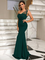 BEAUTIFUL I AM Rhinestone One-Shoulder Formal Dress