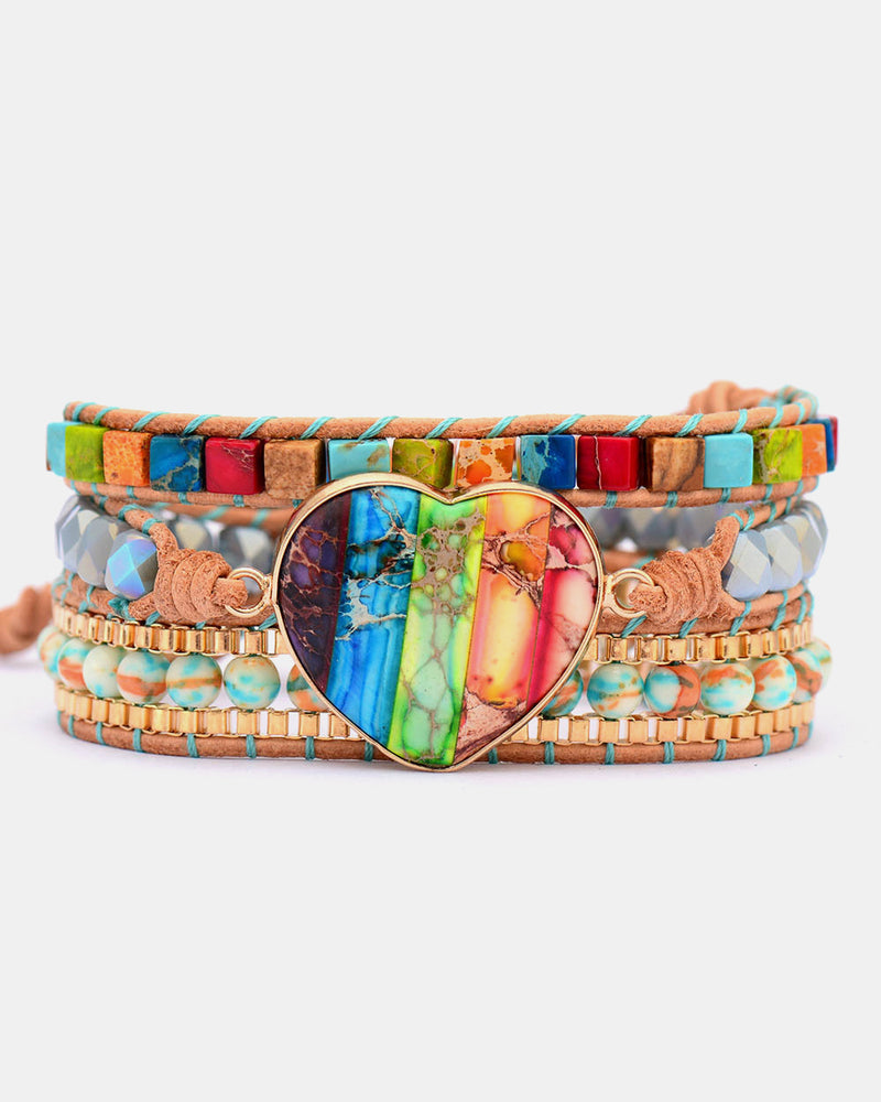 BEAUTIFUL I AM Imperial Jasper & Crystal Jewelry Layered Bracelet