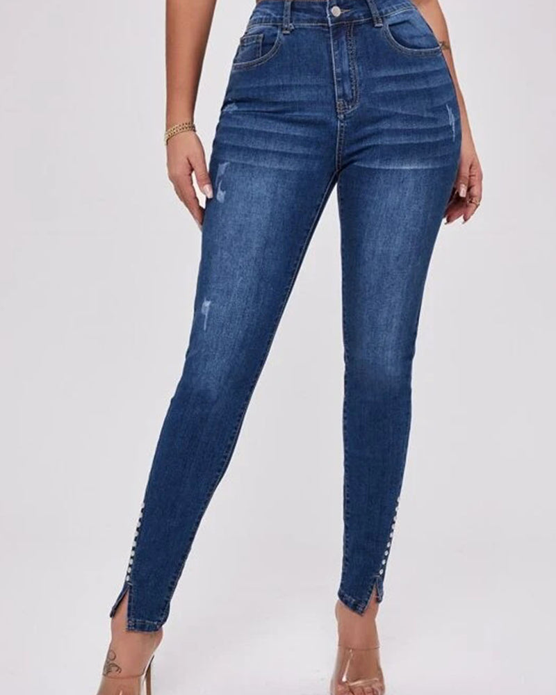 BEAUTIFUL I AM Button Fly Long Jeans