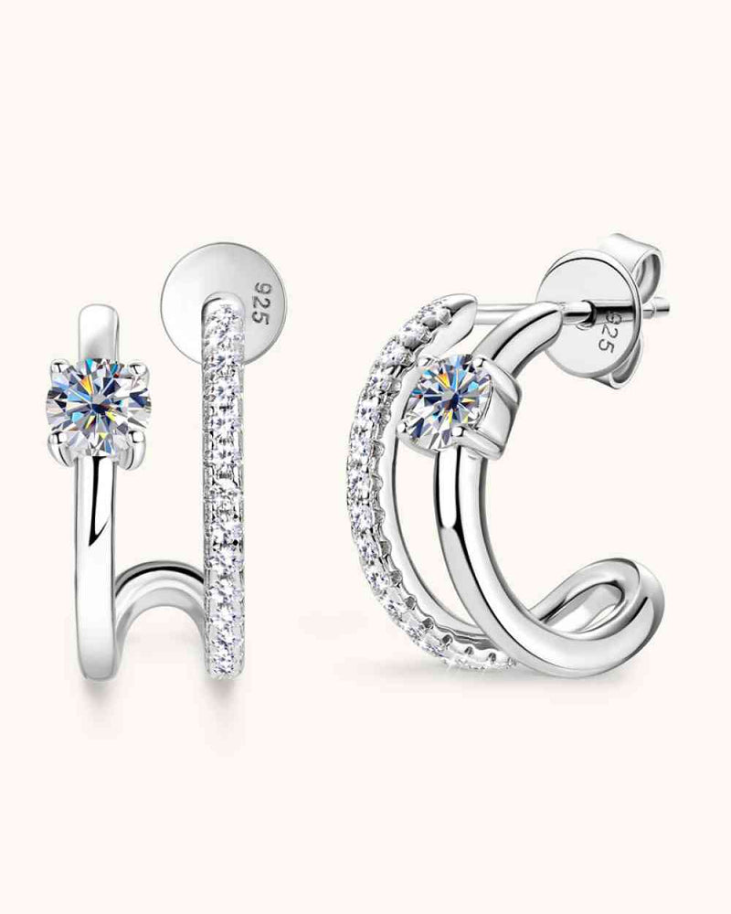BEAUTIFUL I AM Moissanite Jewelry 925 Sterling Silver C-Hoop Earrings