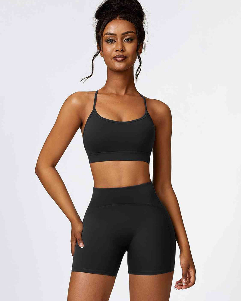 BEAUTIFUL I AM Sport Bra and Wide Waistband Shorts Active Wear Set