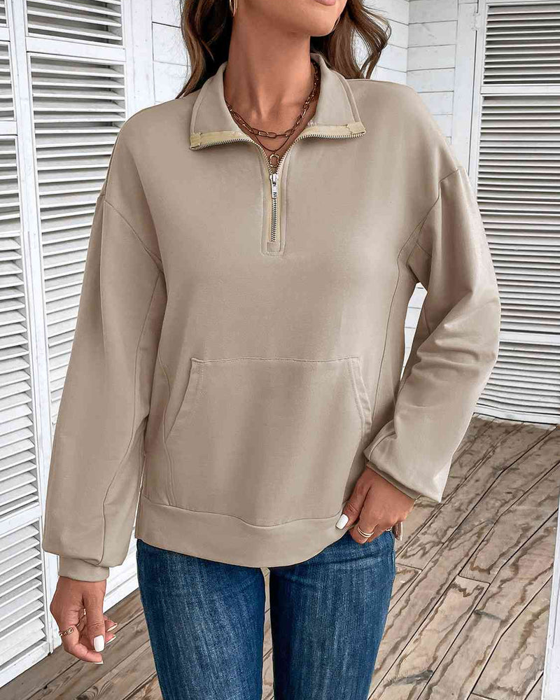BEAUTIFUL I AM Half Zip Sweatshirt with Pocket