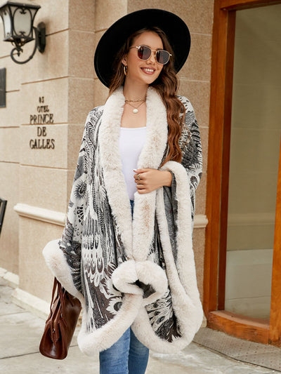 BEAUTIFUL I AM Printed Open Front Poncho