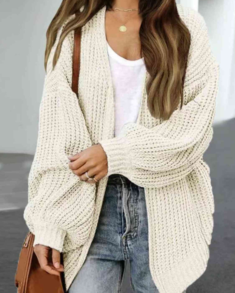 BEAUTIFUL I AM Drop Shoulder Balloon Sleeve Cardigan