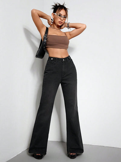 BEAUTIFUL I AM High Waist Straight Jeans