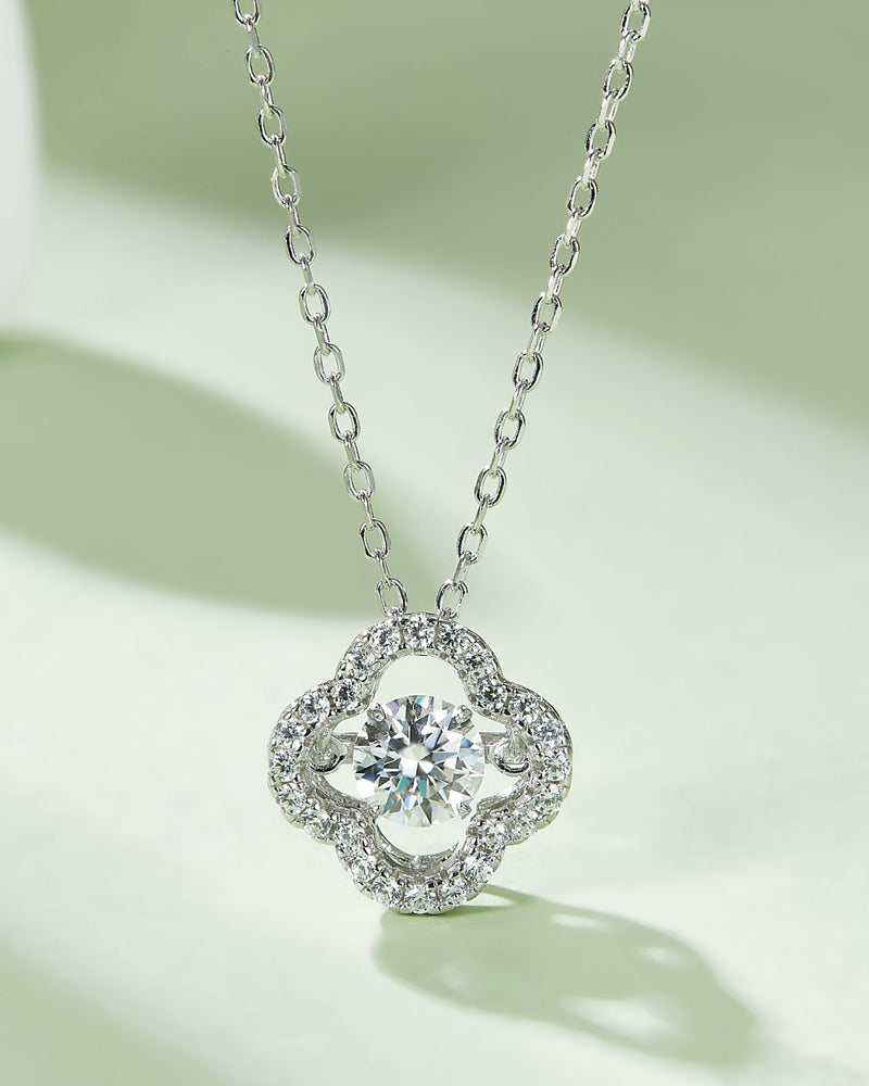 BEAUTIFUL I AM Moissanite Jewelry Four Leaf Clover Pendant Necklace