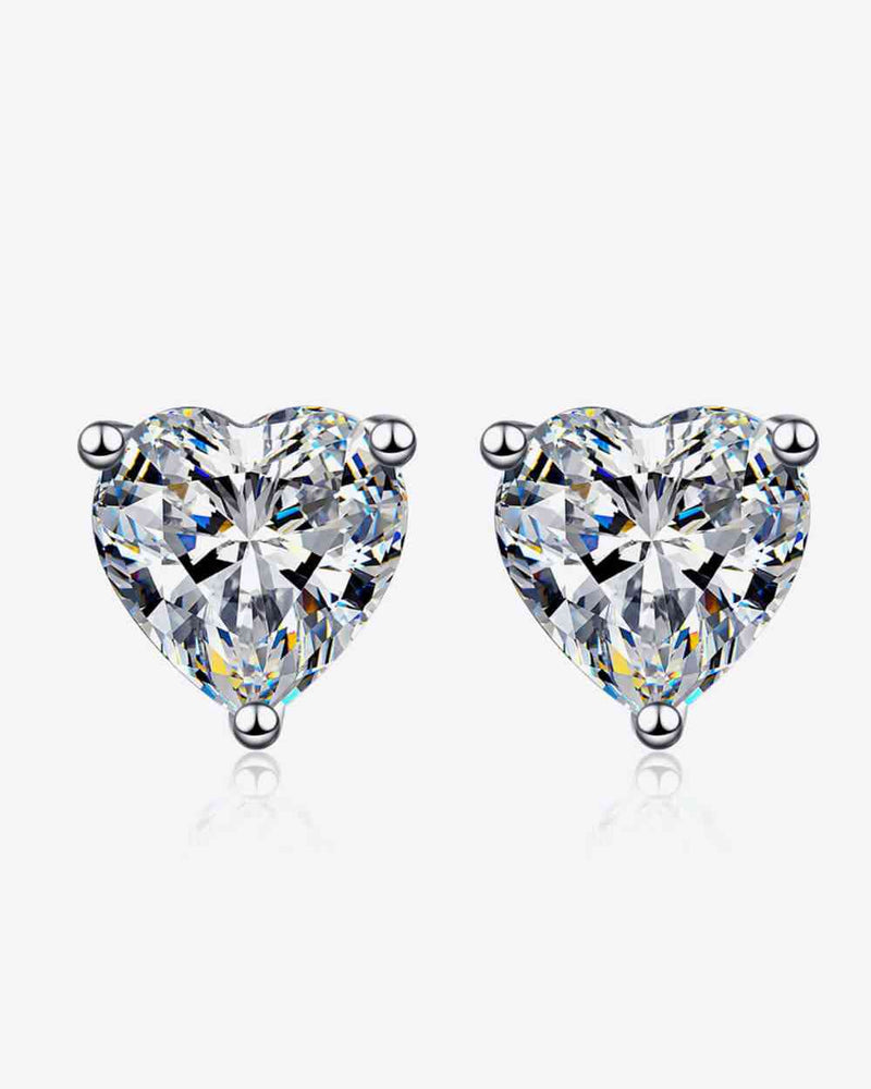BEAUTIFUL I AM 2 Carat Moissanite Jewelry Heart-Shaped Stud Earrings