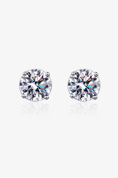 BEAUTIFUL I AM 2 Carat Moissanite Jewelry Rhodium-Plated Stud Earrings