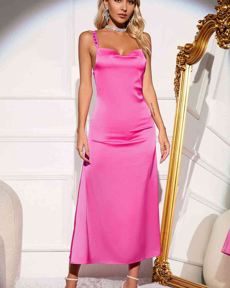 BEAUTIFUL I AM Backless Sleeveless Midi Dress