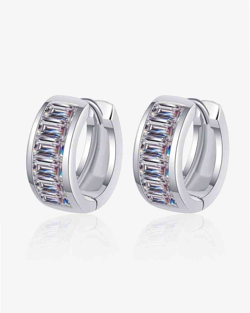 BEAUTIFUL I AM 1.8 Carat Moissanite Jewelry 925 Sterling Silver Huggie Earrings
