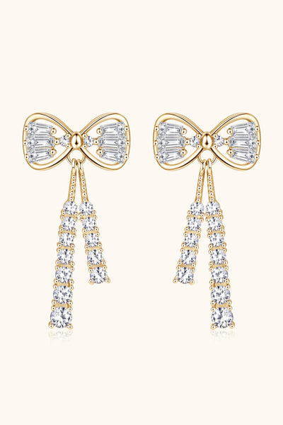 BEAUTIFUL I AM 1.12 Carat Moissanite Jewelry 925 Sterling Silver Bow Earrings