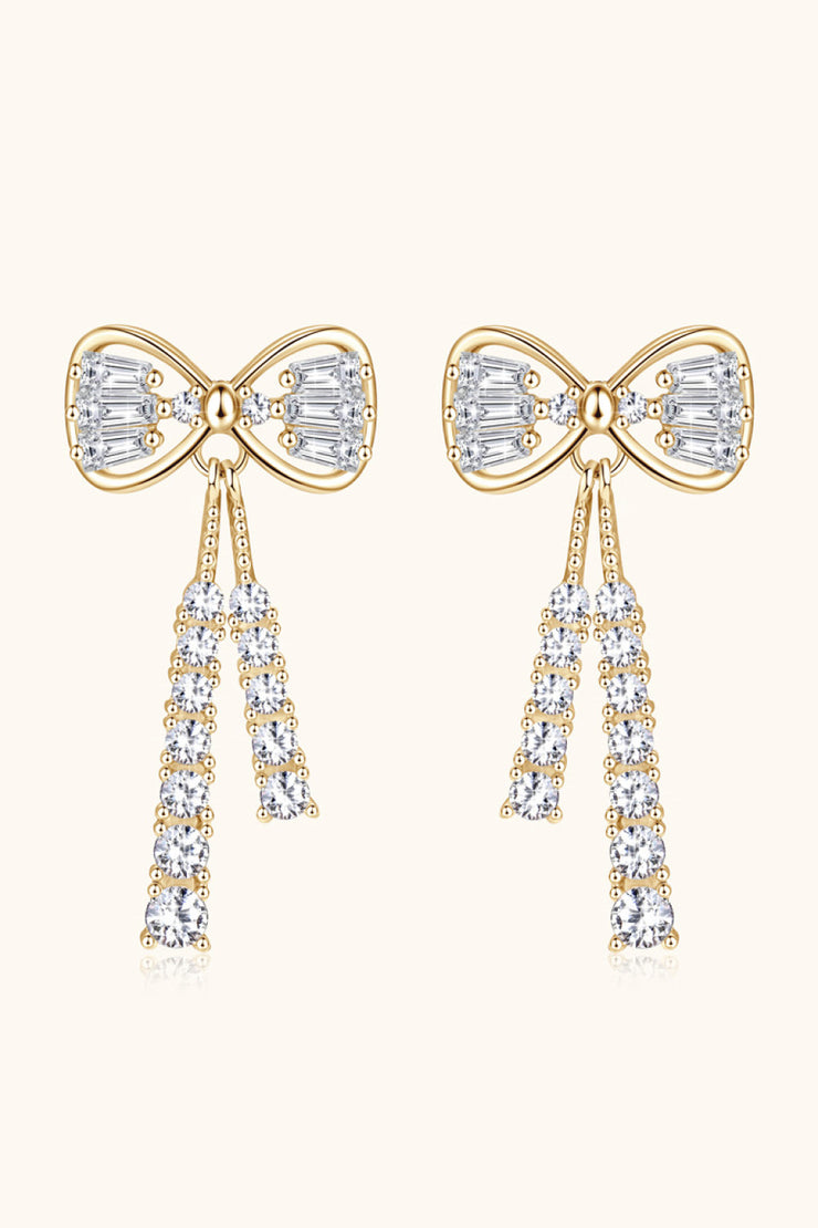 BEAUTIFUL I AM 1.12 Carat Moissanite Jewelry 925 Sterling Silver Bow Earrings