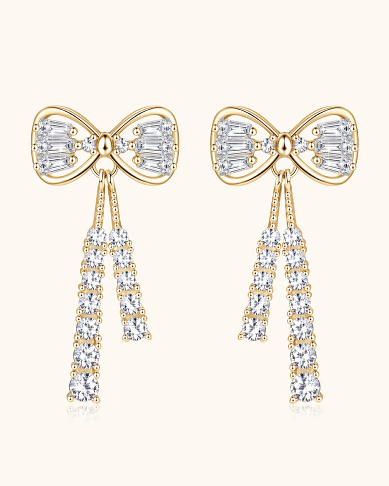 BEAUTIFUL I AM 1.12 Carat Moissanite Jewelry 925 Sterling Silver Bow Earrings
