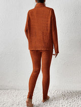 BEAUTIFUL I AM Ribbed Turtleneck Top and Pants Set