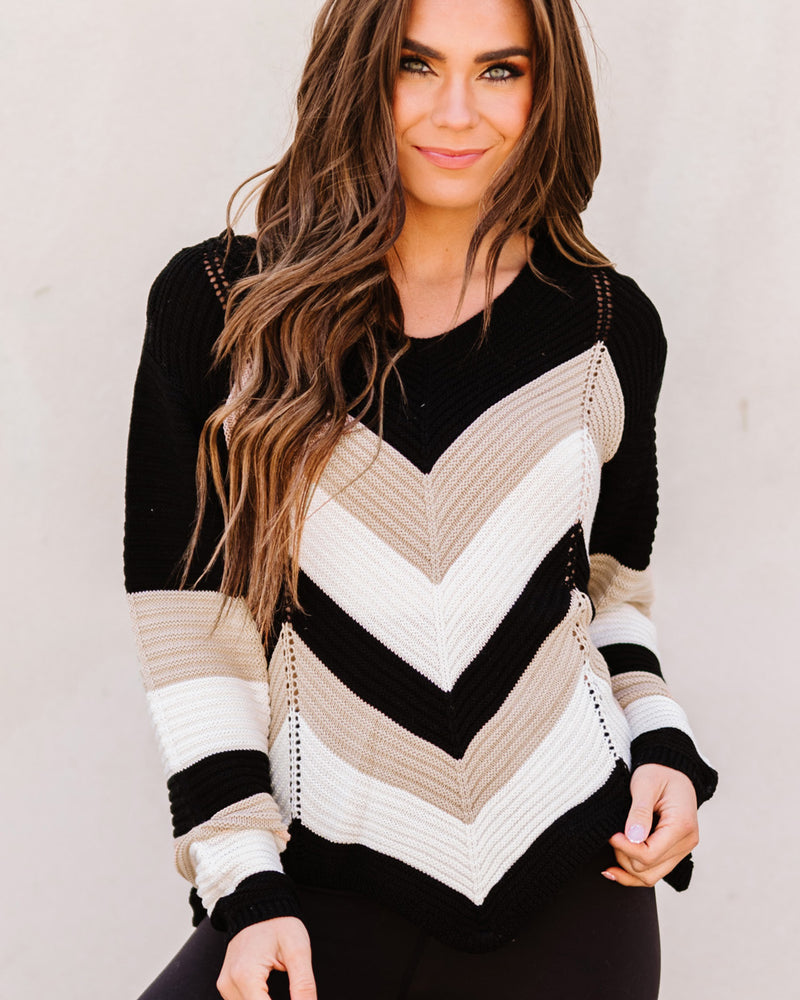 BEAUTIFUL I AM Color Block Rib-Knit Sweater