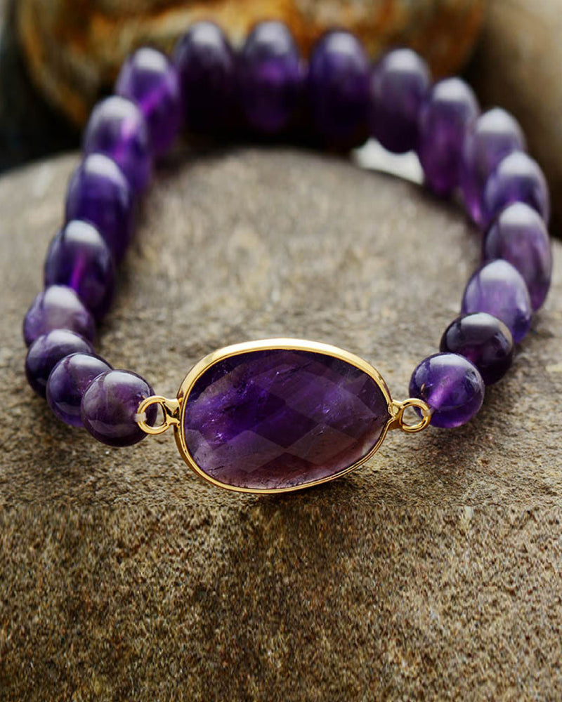BEAUTIFUL I AM Handmade Amethyst Beaded Bracelet Jewelry