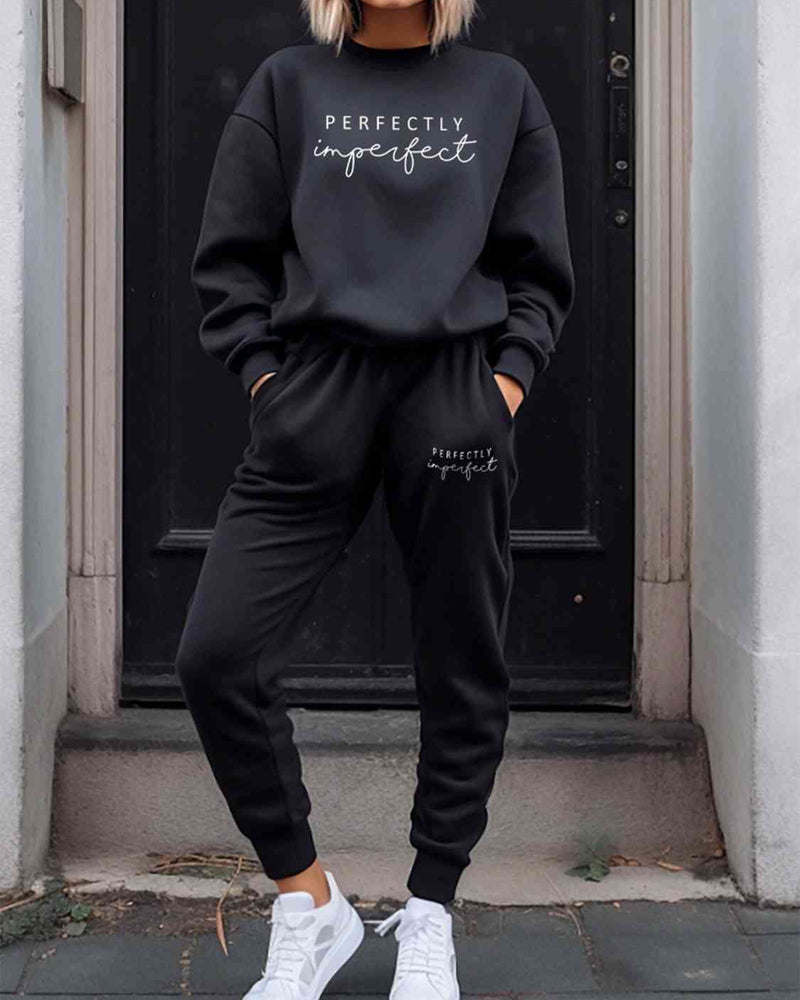 BEAUTIFUL I AM PERFECTLY IMPERFECT Graphic Sweatshirt and Joggers Set