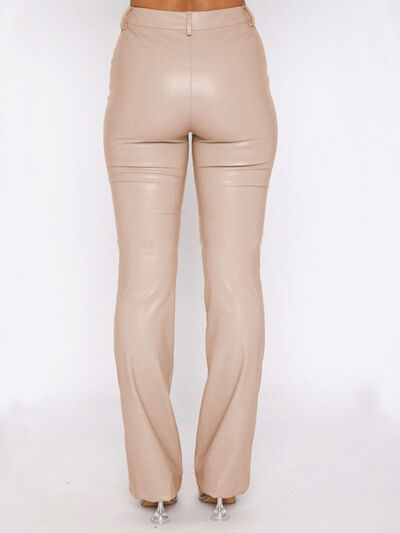 BEAUTIFUL I AM PU Leather High Waist Straight Pants