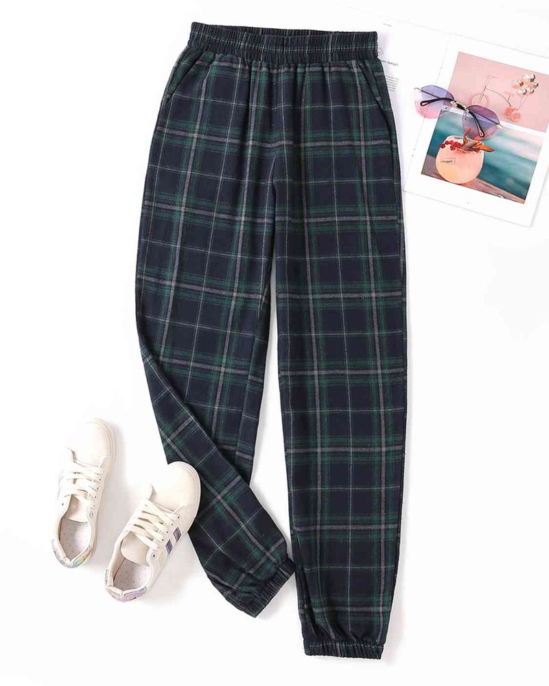 BEAUTIFUL I AM Plaid Elastic Waist Joggers