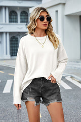 BEAUTIFUL I AM Round Neck Dropped Shoulder Sweater