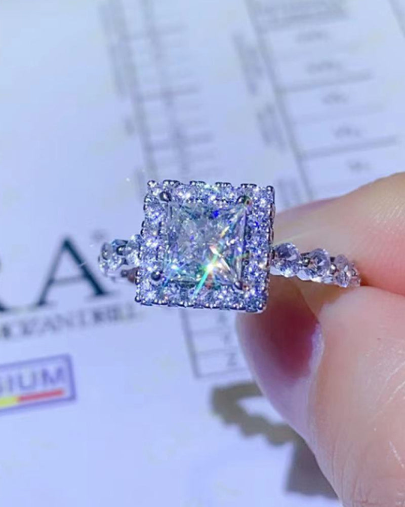 BEAUTIFUL I AM 1 Carat Moissanite Jewelry Square Ring