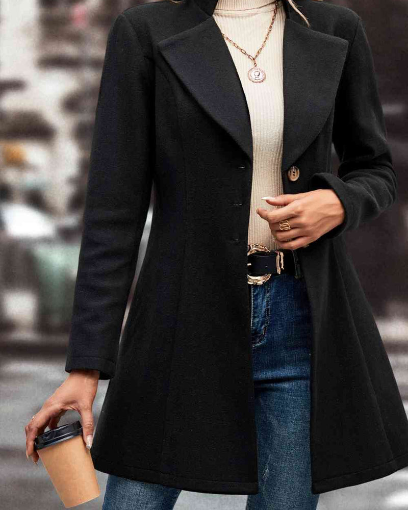BEAUTIFUL I AM Lapel Collar Button Down Jacket Coat