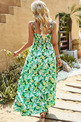 BEAUTIFUL I AM Printed Tie-Shoulder Smocked Maxi Dress