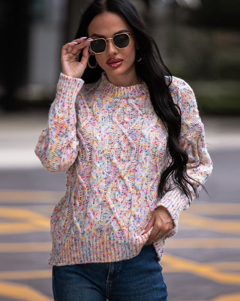 BEAUTIFUL I AM Cable-Knit Round Neck Sweater