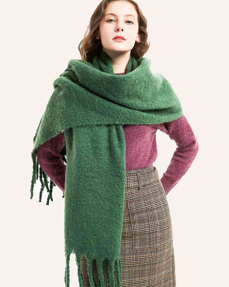 BEAUTIFUL I AM Fringe Detail Polyester Scarf