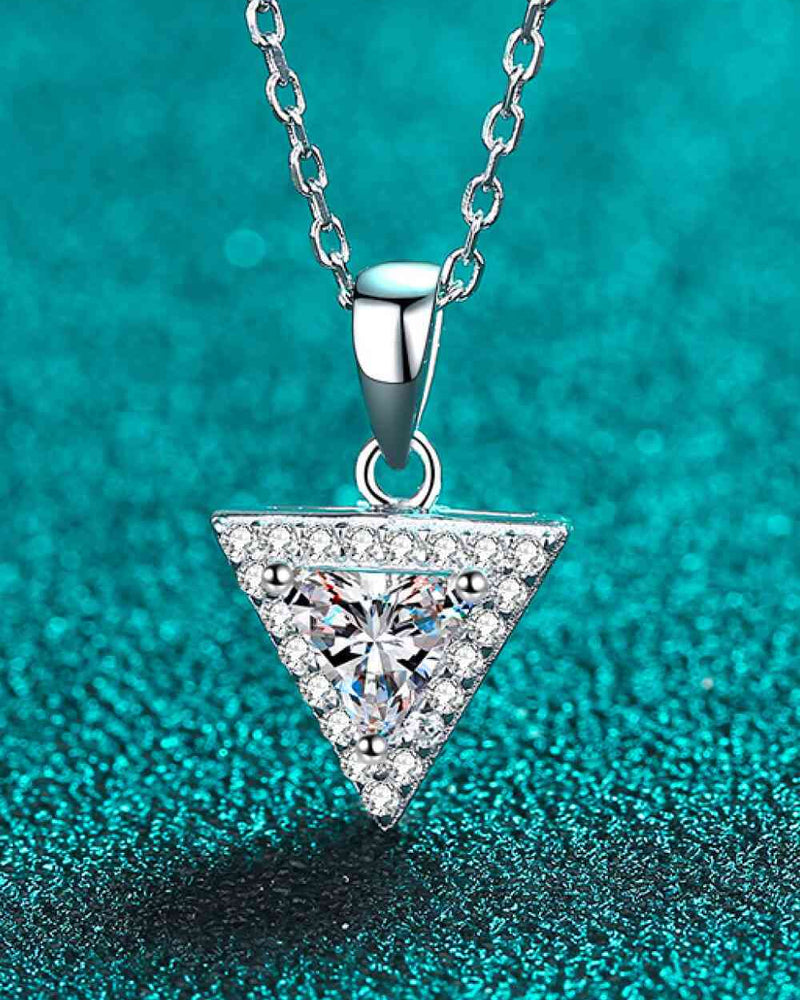 BEAUTIFUL I AM 925 Sterling Silver Triangle Moissanite Jewelry Pendant Necklace