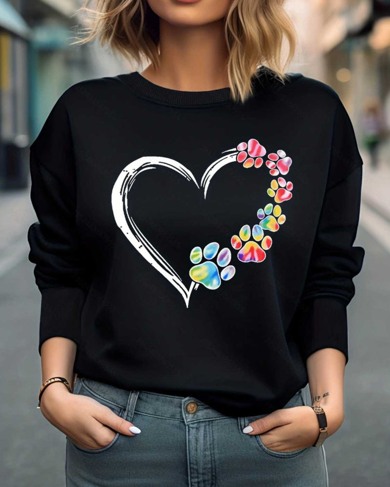 BEAUTIFUL I AM Heart Graphic Round Neck Sweatshirt